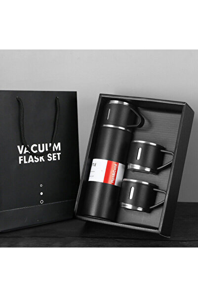 YKL Paslanmaz Çelik Termos Seti 500 Ml, Flash Set Üç Bardaklı Kutulu