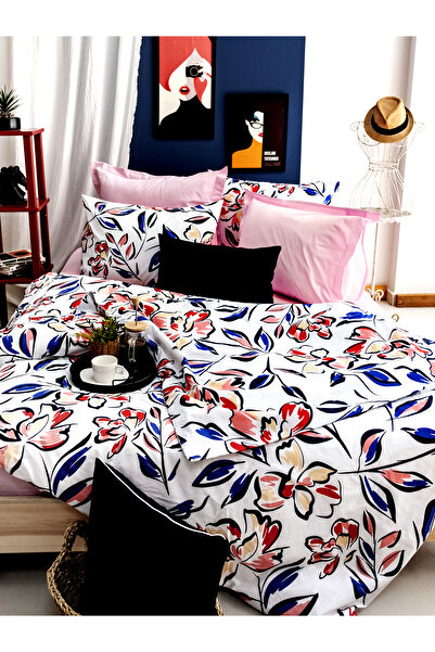 CAQQA Sada povlečení na dvojitou přikrývku z elastického bavlněného prostěradla Lily