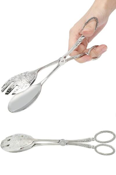 BİTERSE Retro Model Presentation Spoon Salad Spoon Cake Spoon and Serving Set - 2 Pieces