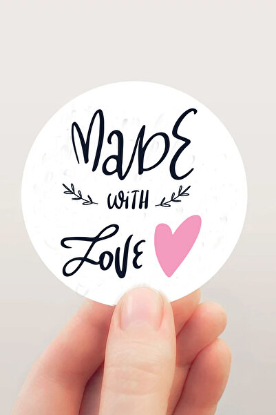 Runrux Etichetă de produs Made With Love - Autocolant Mulțumesc - 72 Bucăți 4 Cm
