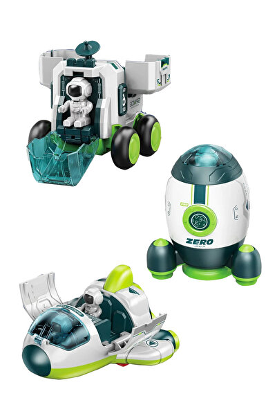 Toyaş Sürtmeli Astronotlu Uzay Arabası Uzay Roketi Uzay Mekiği 3 lü Uzay İsta...