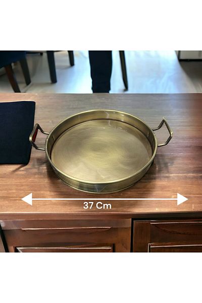 LUCKYHOMES Gold Plated Round Tray 37 Cm