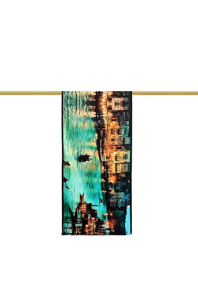 Bursa İpek Water Green Venetian Silk Painting Scarf