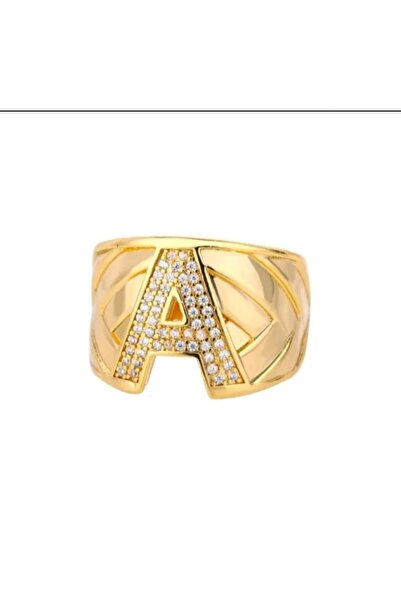 AKSESUARIM Women's Zircon Stone Special Design Steel Letter Ring