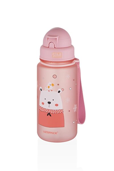 Uzspace 400ml  Pipetli Sevimli Hayvanlar Desenli Tritan Çocuk Su Matarası