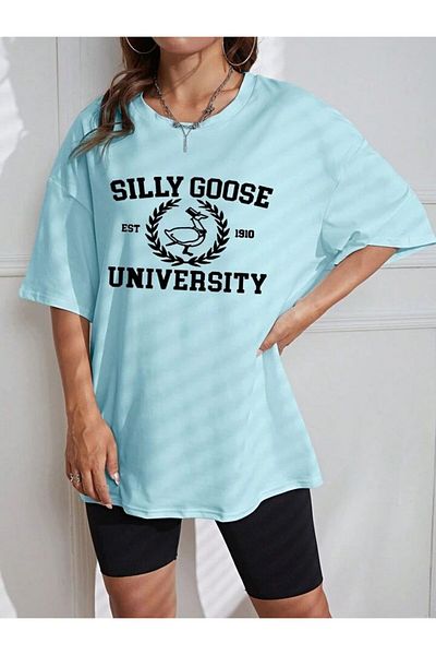 AFROGİYİM Tricou supradimensionat unisex Silly Goose Universty imprimat