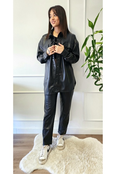 My Boutique Δερμάτινο παντελόνι