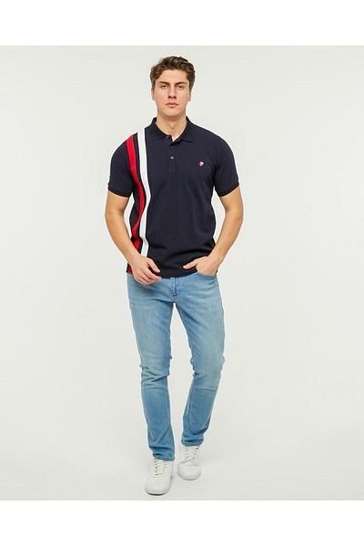 Rey Polo 70 PAIRS OF STRIPES DETAIL POLO NECK T-SHIRT