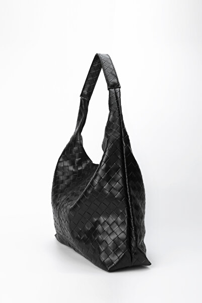 minebag Casual πλεκτή λεπτομέρεια Milan γυναικεία τσάντα ώμου Μαύρη