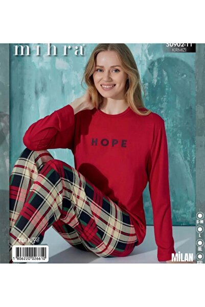Mihra MİHRA MİLAN EKOSELİ KIRMIZI PİJAMA TAKIMI -50902-11