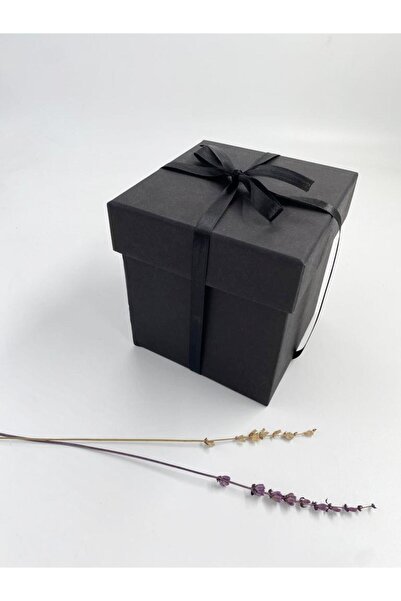 carton box Kartonkutu Siyah Hediye Kutusu Siyah Kurdeleli Sert Karton 12 Cm / No_2s