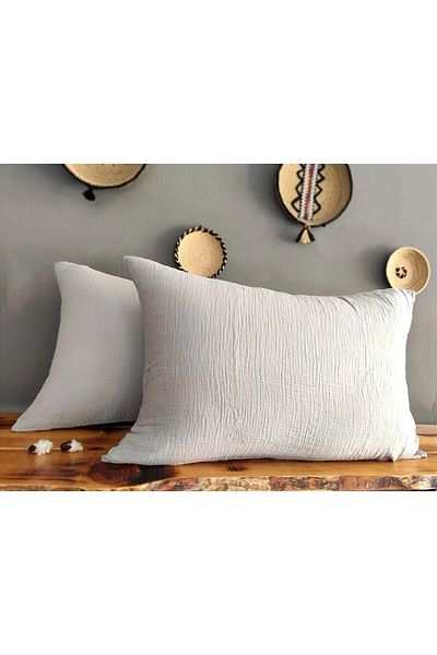 Melissa 100% Organic Muslin 2-Piece Pillow Case Pillow Case 2 Pieces - Light Gray