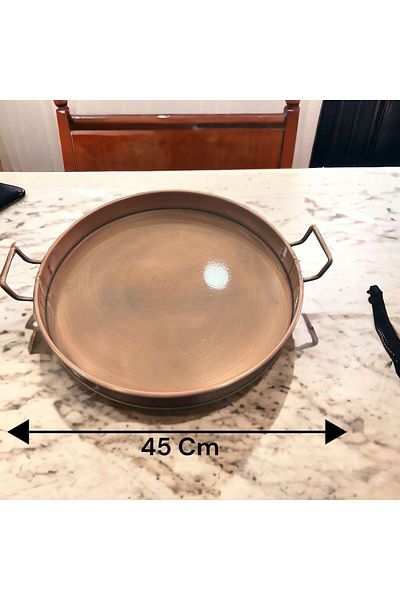 LUCKYHOMES Copper Plated Round Tray 45 Cm