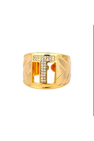 AKSESUARIM خاتم نسائي بحروف من الفولاذ بتصميم خاص مرصع بحجر الزركون