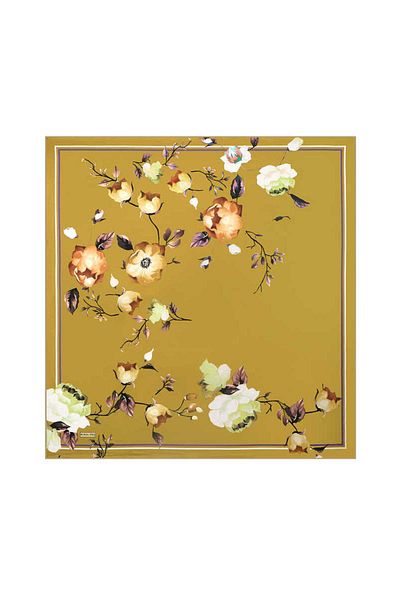 Bursa İpek Λάδι Πράσινο Floral Sura Silk Φουλάρι