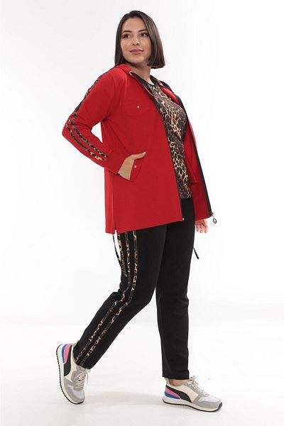 WND SPORT Leopard Print 3-Piece Wnd Women's Tracksuit Set with Slits on the Sides