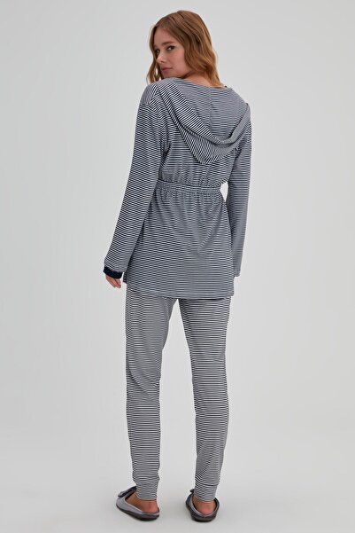 Dagi Sötétkék pamut csíkos pongyola