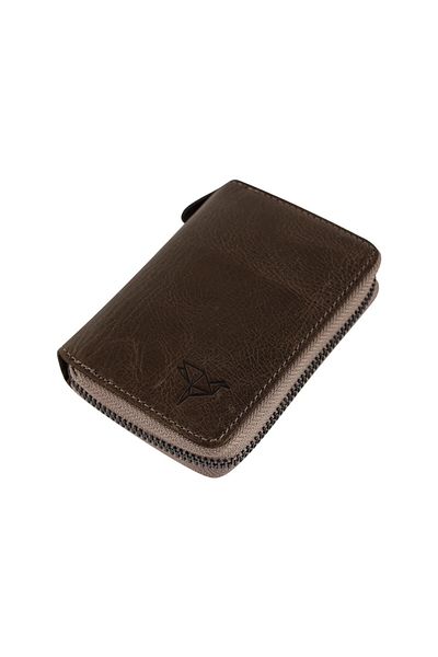 Garbalia Unisex Green Fargo Vintage δερμάτινο χαρτοφυλάκιο χρημάτων με φερμουάρ