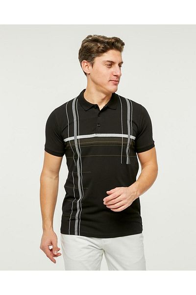 Rey Polo 81 PRINT DETAIL POLO NECK T-SHIRT