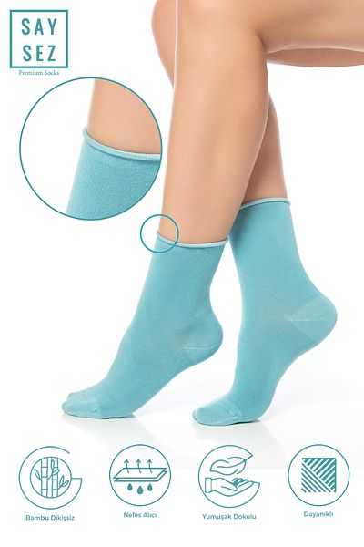 SAYSEZ Bamboo Women Elasticless Water Green Socket Seamless Premium κάλτσες / Χωρίς σήμανση / Κάλτσες που δεν πιέζουν