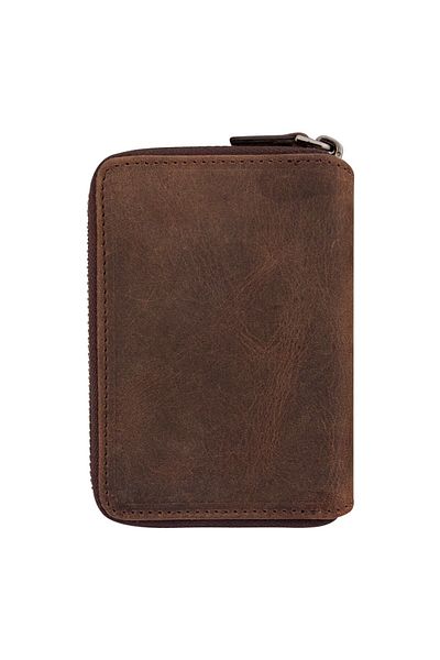 Garbalia Unisex Καφέ Fargo Vintage Δερμάτινο Πορτφόλι με φερμουάρ