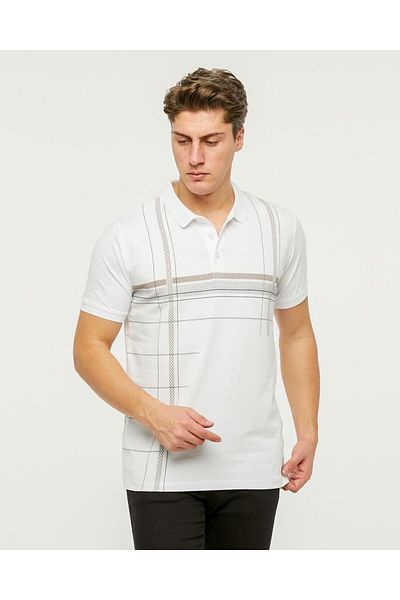 Rey Polo 81 PRINT DETAIL POLO NECK T-SHIRT