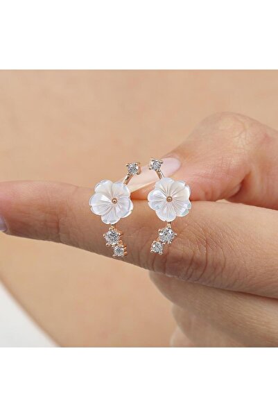 Mia Vento Bahar Tomurcuğu Manolya Çiçeği Rose Renk Gümüş Küpe