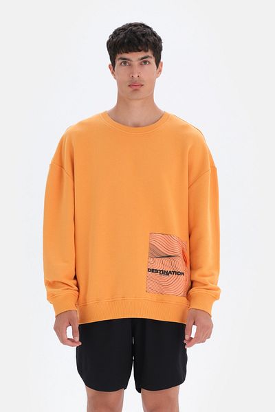 Dagi Orangefarbenes Herren-Sweatshirt mit Taschendetails