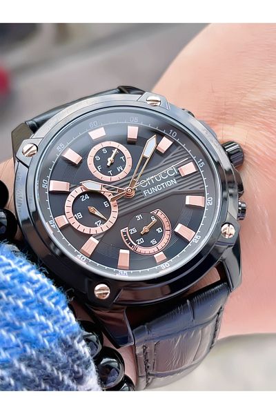 Ferrucci FERRUCCİ FUNCTION LEATHER CORD MEN'S WRISTWATCH + BRACELET WITH GIFT