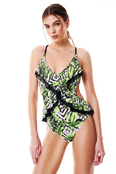 Bonesta V Yaka Yaprak Desenli Mayo