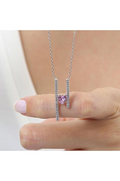 Mia Vento Pink Taşlı Aşk Sözü Gümüş Kolye