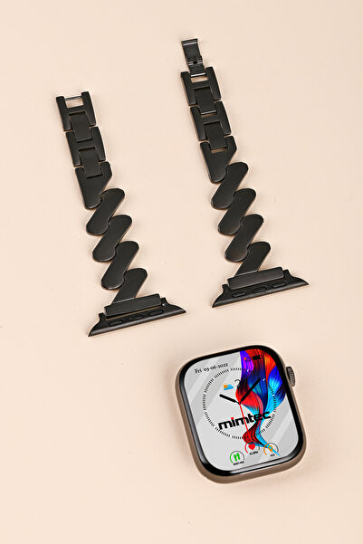 mimtec Apple Watch 4 5 6 7 8 9 10 Se 38 40 41 Mm Uyumlu Metal Kordon Kayış Zigzag Tasarım