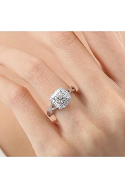 Mia Vento Pırlanta Montür Baget İmzası Gümüş Yüzük