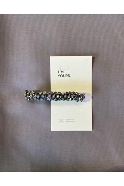 Pearly Handmade Mini Füme Kristal Klipsli Saç Tokası