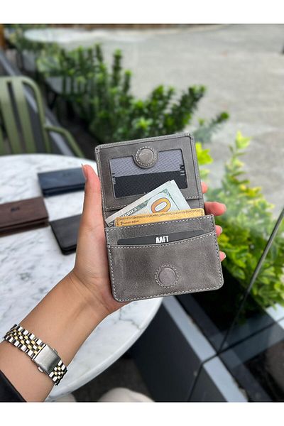 MFT Leather Design Ανδρικό πορτοφόλι από αντίκα δερμάτινο - FOCUS Γνήσιο, Γκρι (9853)