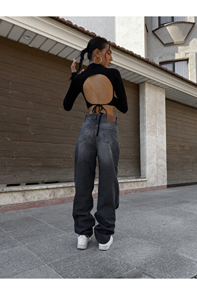 Alien 1979 Baggy Kesim Yıkamalı siyah Kot Pantolon