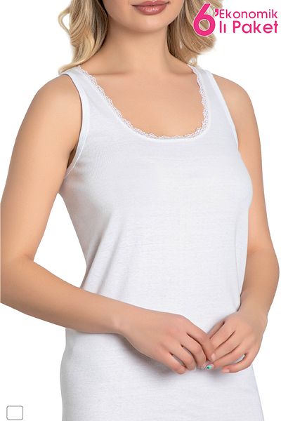 LÜXDRM 6 τεμάχια, 100% βαμβάκι, φαρδύ λουράκι, γυναικείο ριμπ εσώρουχο λευκό