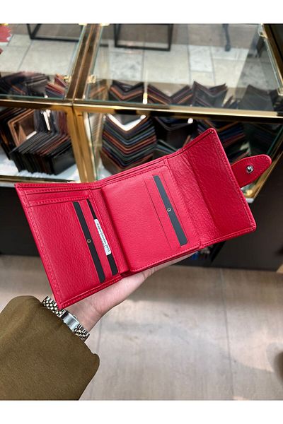 MFT Leather Design محفظة نسائية من الجلد الطبيعي باللون الأحمر (2633)