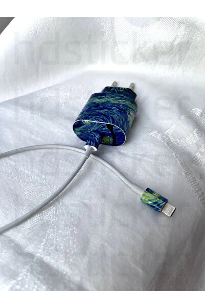 hdsticker Iphone 20w Uyumlu Şarj Aleti Kaplaması - Van Gogh Temalı Full Kaplama Sticker 5 Parça