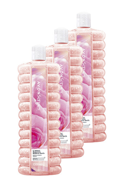 AVON L'Amour Sunrise Gül ve Kehribar Kokulu Banyo Köpüğü 1 Lt. Üçlü Set