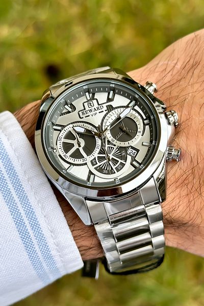 Reward VIP Series Multi Function Steel Cord Silver Color Stylish Men's Wristwatch
