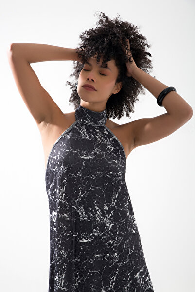 muub's Quen Halter Back Low-cut Printed Mini Dress