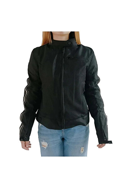 VENOM Jessy Siyah Kadın Fileli Motosiklet Montu