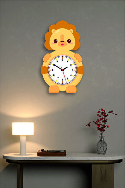 Teknograf Sevimli Aslan Mdf Duvar Saati Çocuk Odası
