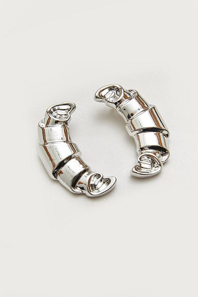 Bianco Lucci Women's Accessory Steel Large Croissant Earrings