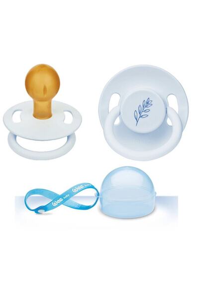 Wee Baby حاوية تخزين اللهاية + مجموعة لهاية ذات طرف مطاطي نقي