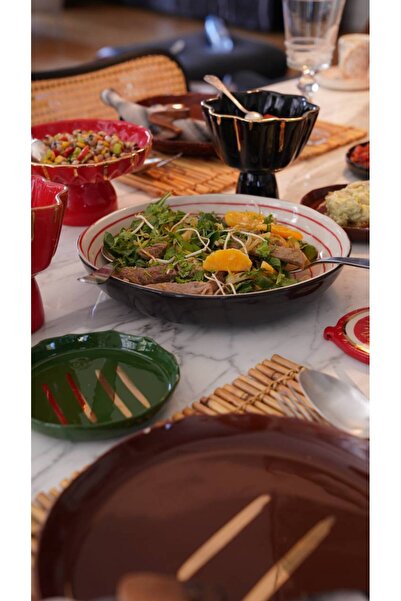 Niyugen Salata Tabağı Kırmızı Xl, Meze Sunum , Meyve Sunum Tabagi