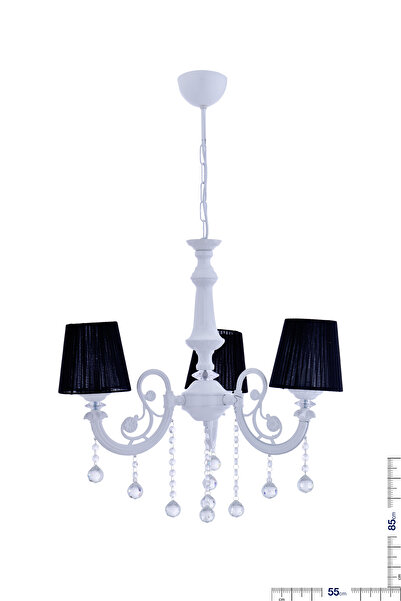 VK HOME AYDINLATMA BERRA 3 LÜ SİYAH ŞAPKALI LÜX AVİZE (BEYAZ)