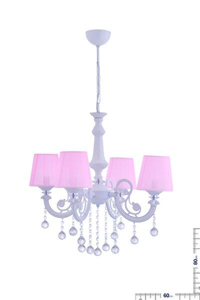 VK HOME AYDINLATMA BERRA 4 LÜ PEMBE ŞAPKALI LÜX AVİZE (BEYAZ)