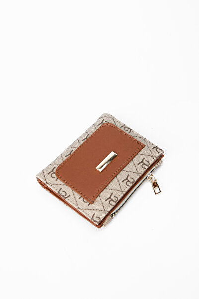 minebag Natale Zc105 Beige-Tan Women's Wallet with Pattern and Pocket